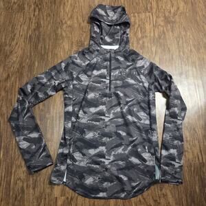 ASRV SilverPlus Fitted Hoodie Mens S Gray Camo Quarter Zip Long Sleeve